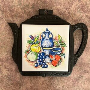 Vintage Tile and Cast Iron Trivet